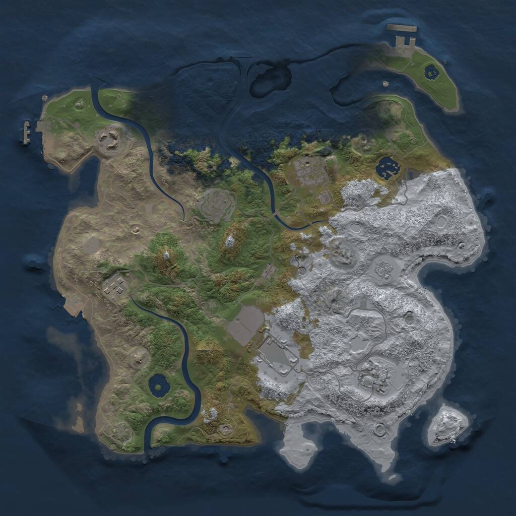 Rust Map: Procedural Map, Size: 3500, Seed: 750916871, 13 Monuments