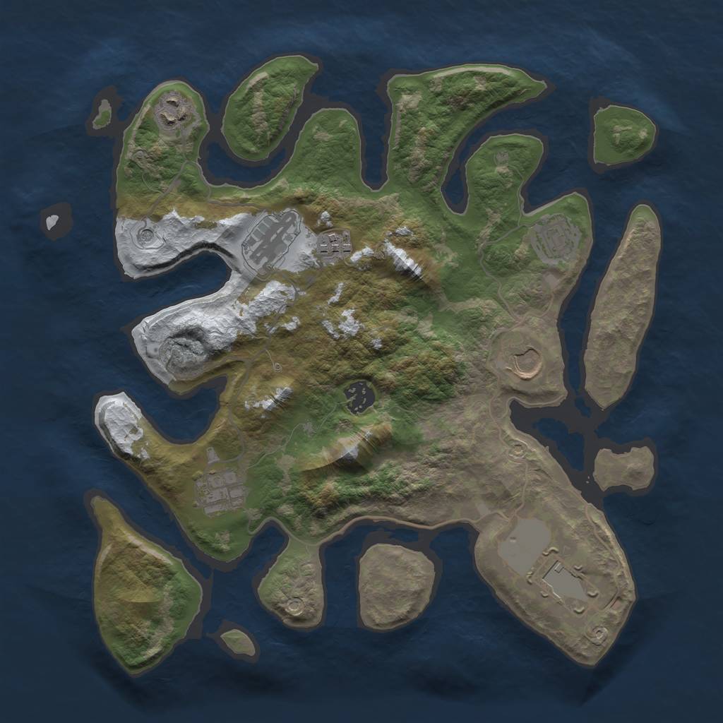 Rust Map: Barren, Size: 3500, Seed: 2007410, 11 Monuments