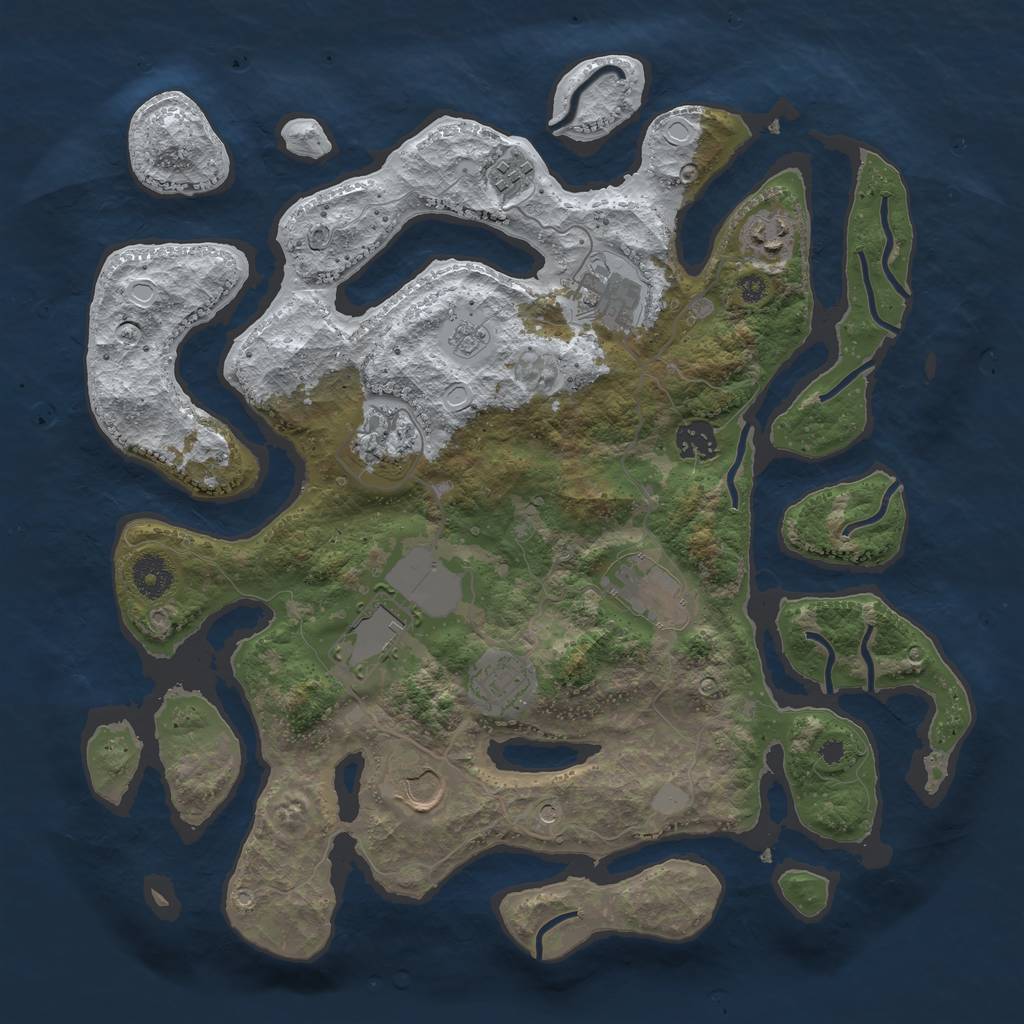 Rust Map: Procedural Map, Size: 3700, Seed: 9528, 16 Monuments