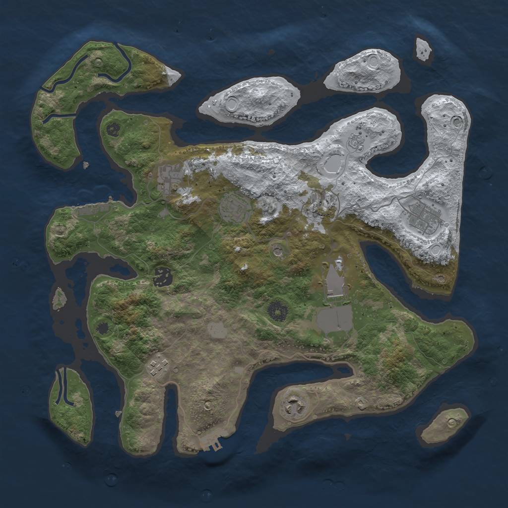 Rust Map: Procedural Map, Size: 3700, Seed: 3177293, 17 Monuments