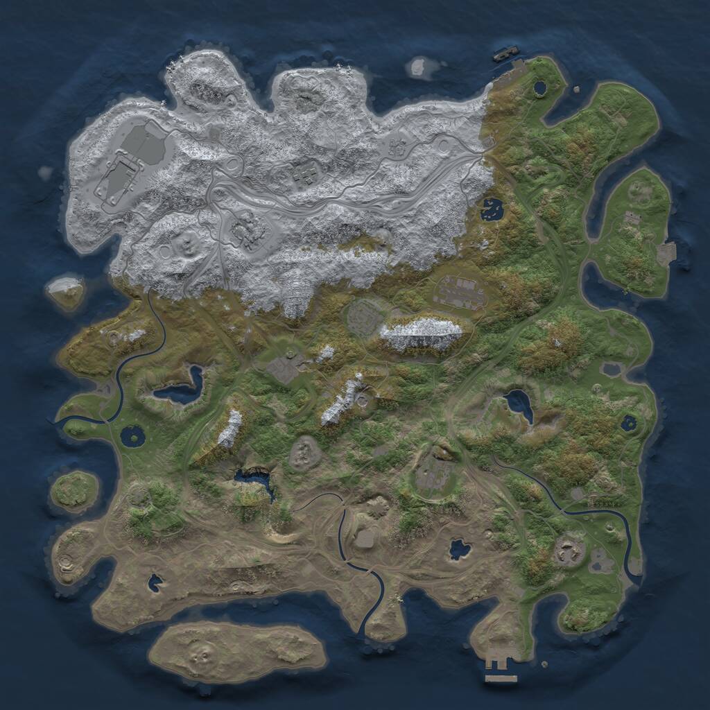 Rust Map: Procedural Map, Size: 4500, Seed: 6546, 15 Monuments