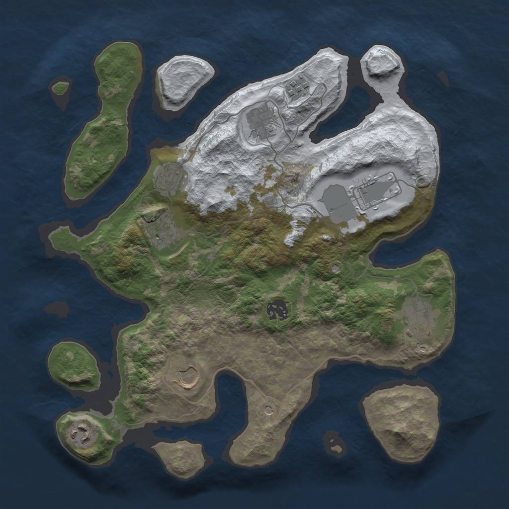 Rust Map: Barren, Size: 3500, Seed: 1552206298, 12 Monuments