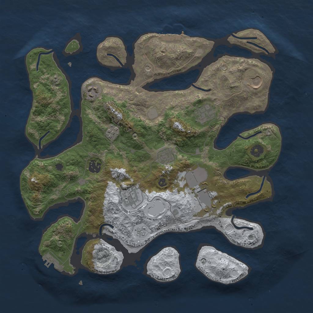 Rust Map: Procedural Map, Size: 3700, Seed: 6438195, 17 Monuments