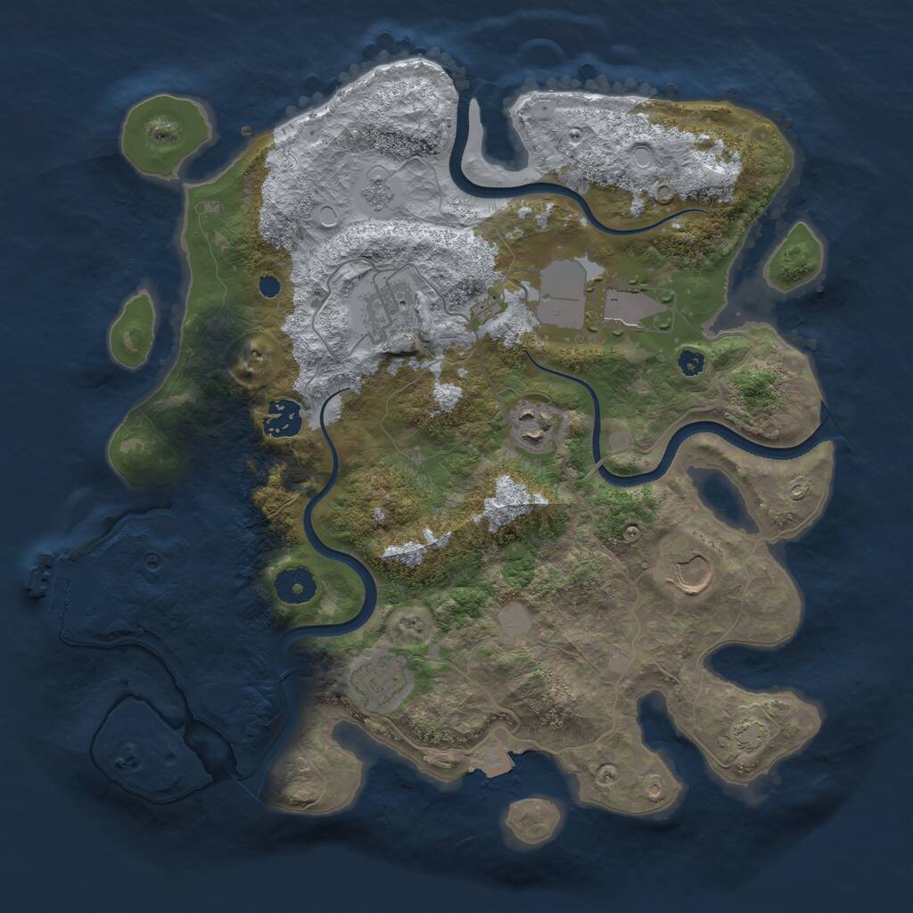 Rust Map: Procedural Map, Size: 3500, Seed: 756868, 10 Monuments