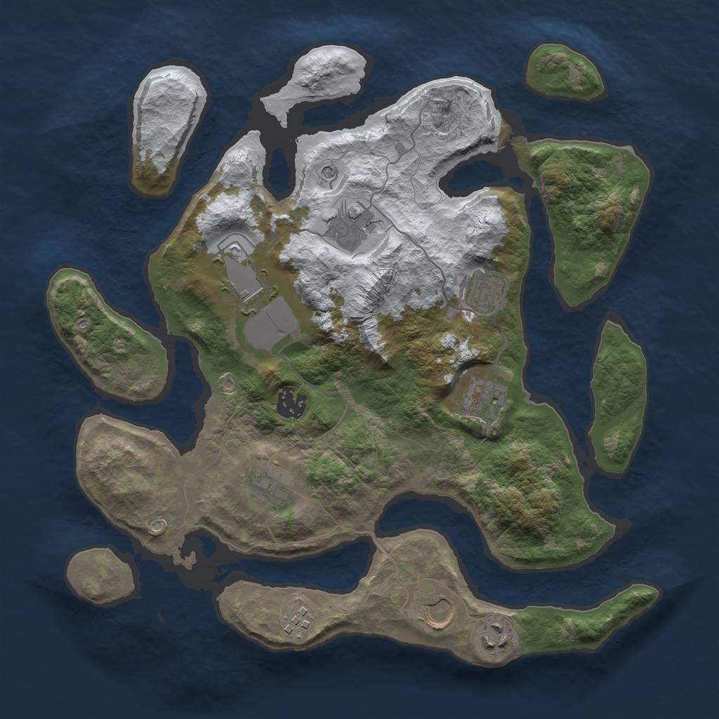 Rust Map: Barren, Size: 3500, Seed: 680326, 12 Monuments