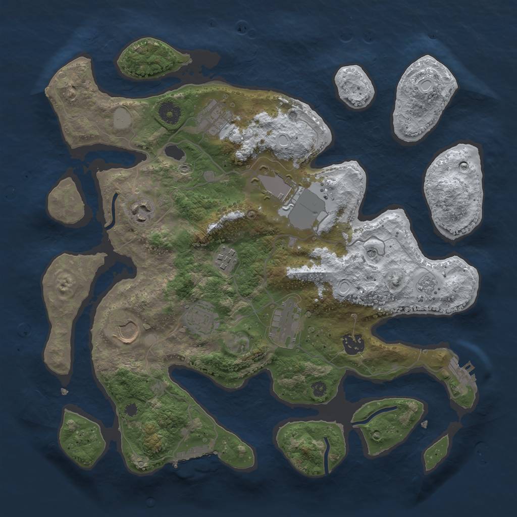 Rust Map: Procedural Map, Size: 3500, Seed: 9481023, 17 Monuments