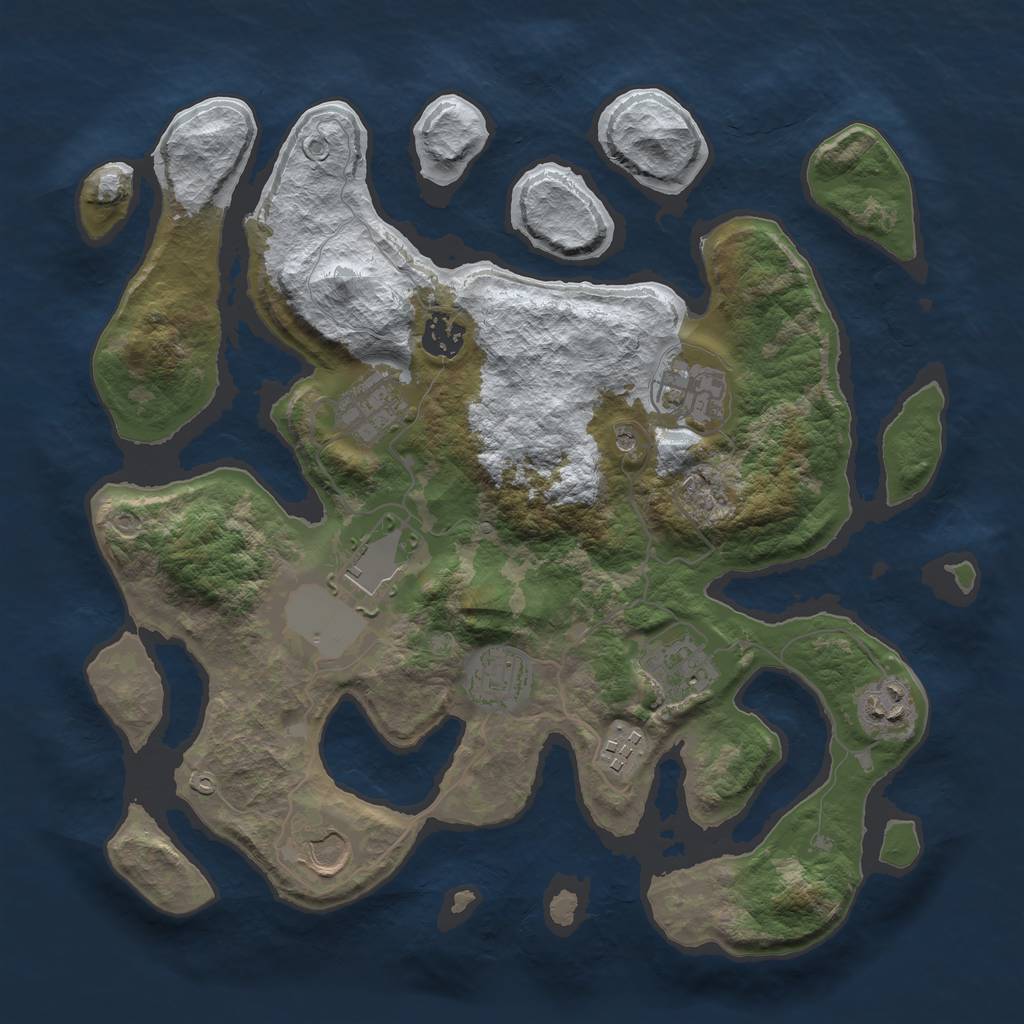 Rust Map: Barren, Size: 3500, Seed: 1115632, 12 Monuments