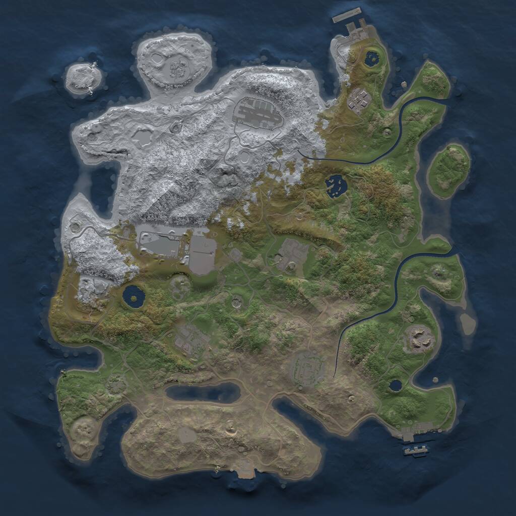 Rust Map: Procedural Map, Size: 3500, Seed: 1363405, 15 Monuments
