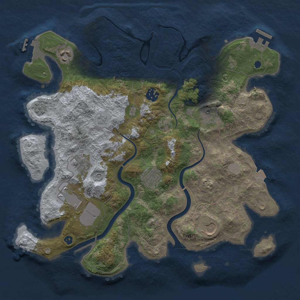 Rust Map: Procedural Map, Size: 3500, Seed: 2283422, 14 Monuments