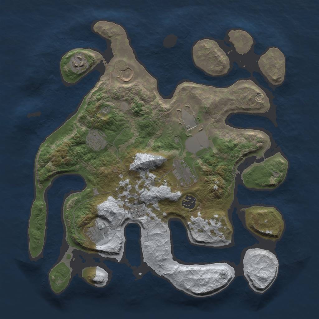 Rust Map: Barren, Size: 3500, Seed: 3390830, 11 Monuments