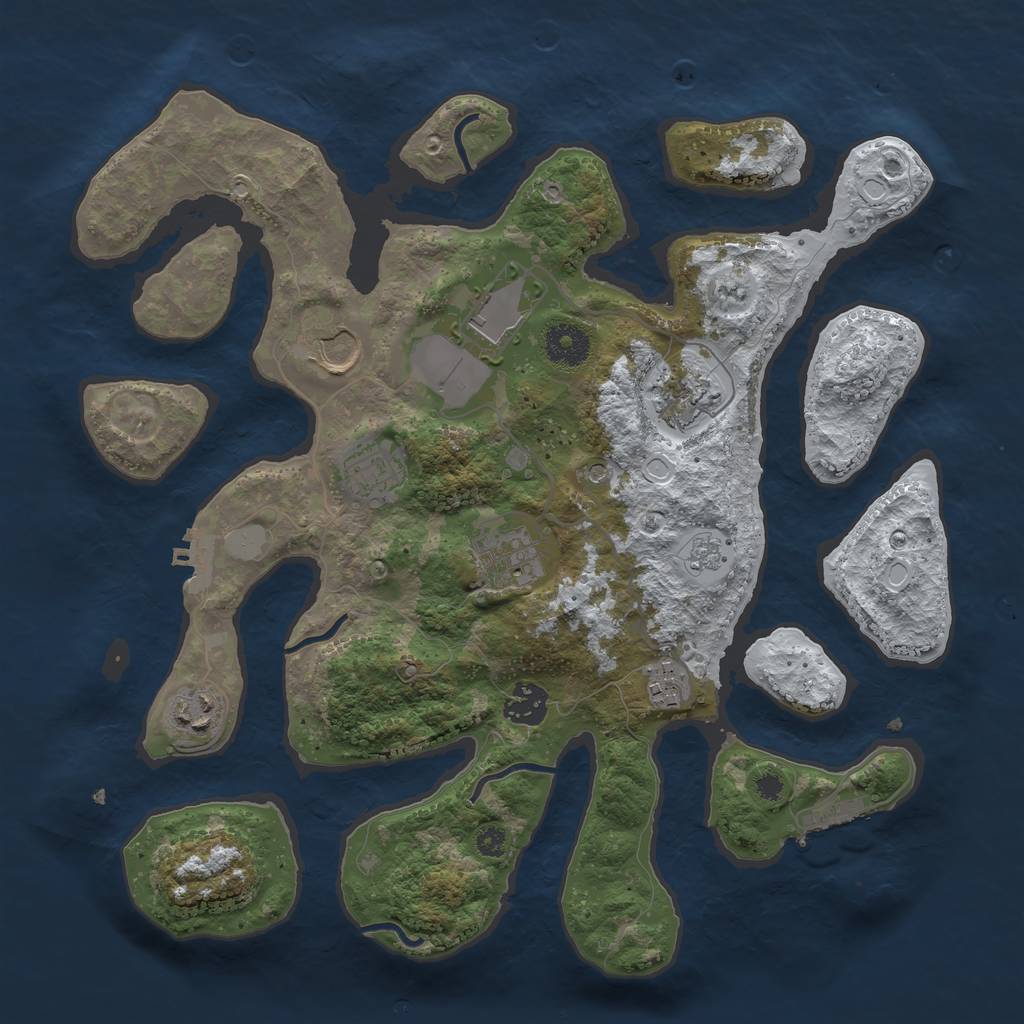 Rust Map: Procedural Map, Size: 3500, Seed: 5349064, 17 Monuments