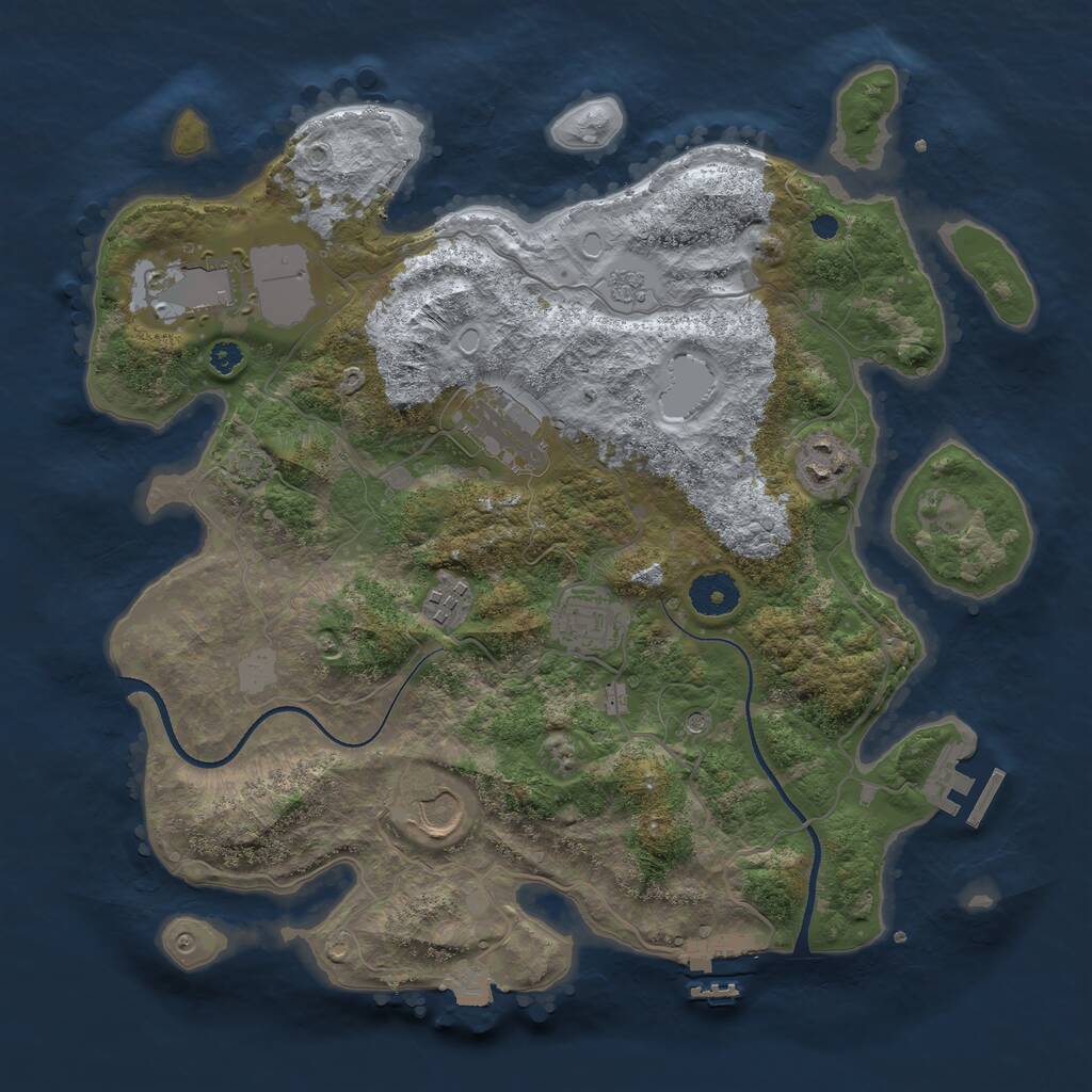 Rust Map: Procedural Map, Size: 3500, Seed: 318996, 12 Monuments