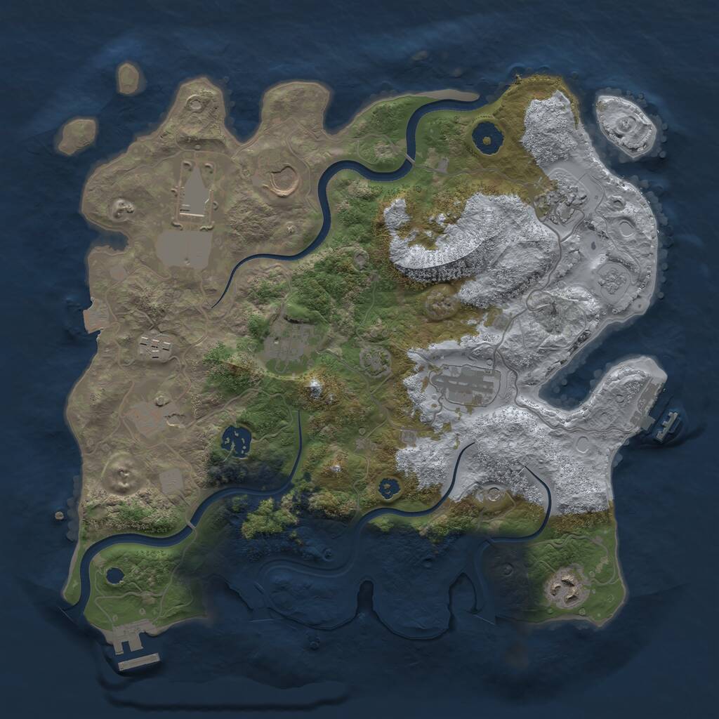 Rust Map: Procedural Map, Size: 3500, Seed: 1591142, 15 Monuments