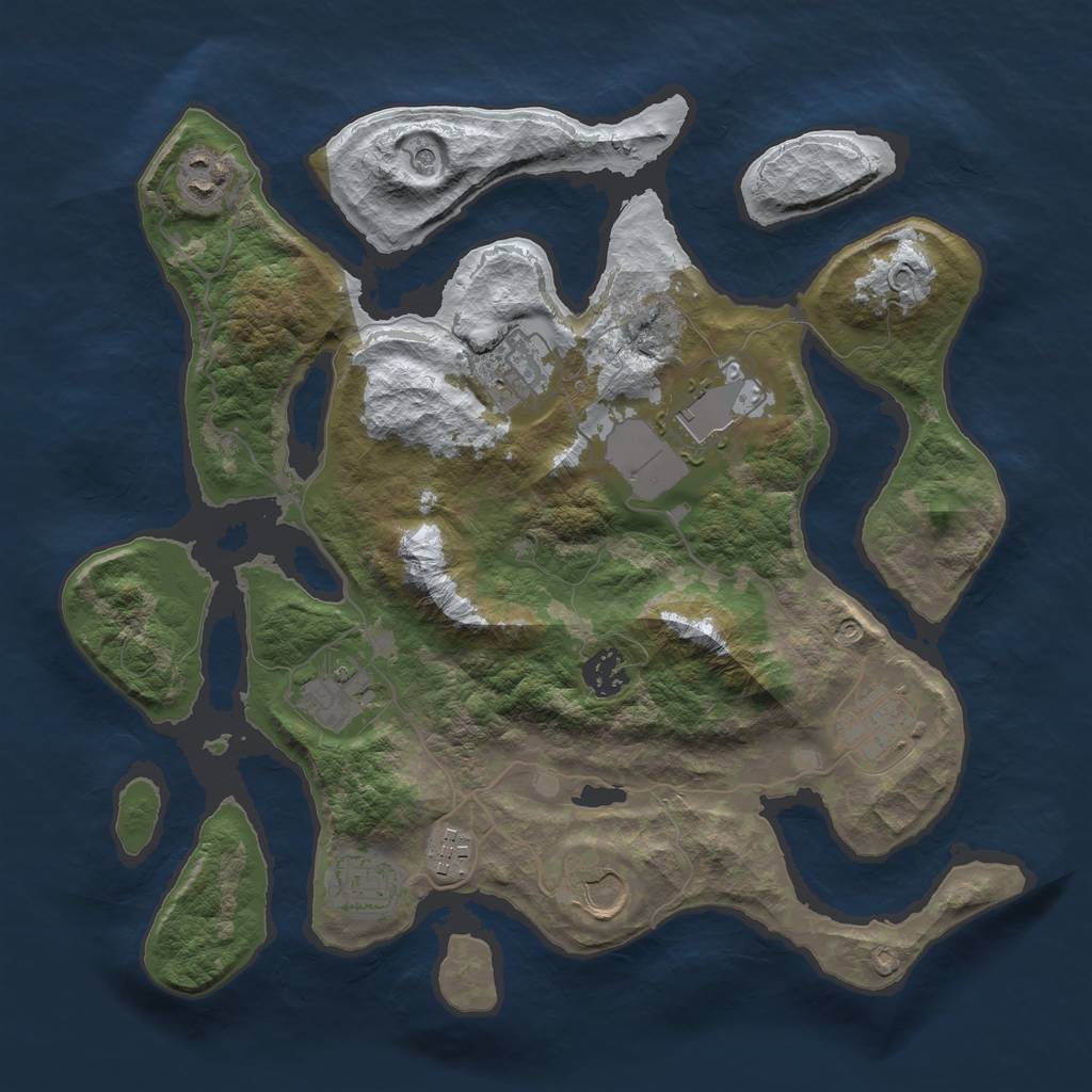 Rust Map: Barren, Size: 3500, Seed: 6133865, 12 Monuments