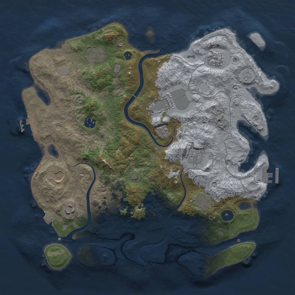 Rust Map: Procedural Map, Size: 3800, Seed: 3554556, 15 Monuments