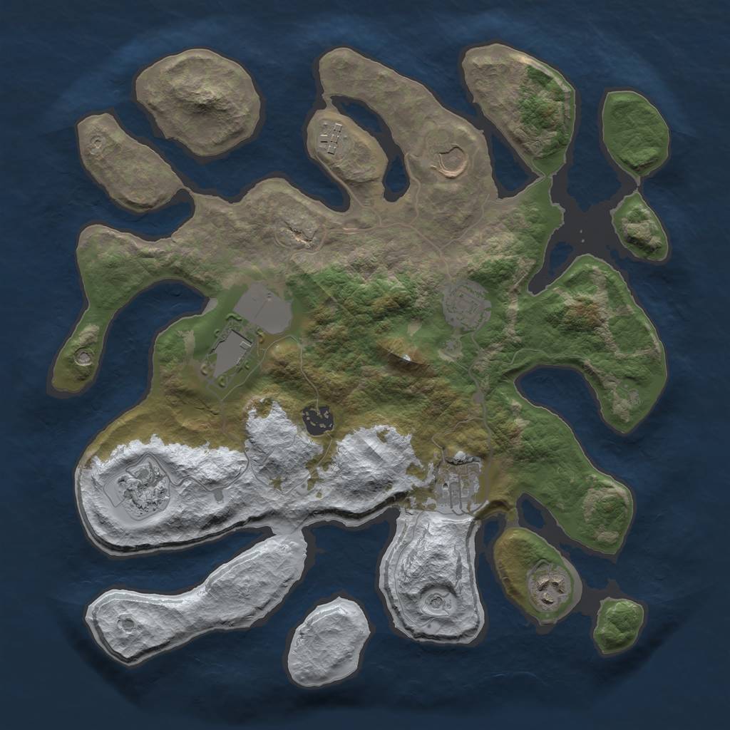 Rust Map: Barren, Size: 3500, Seed: 1806939, 11 Monuments