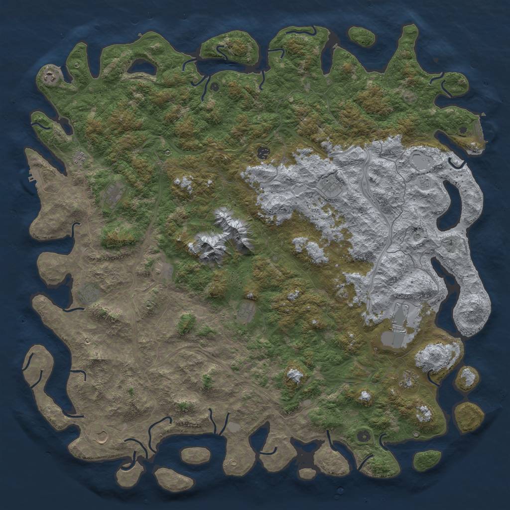 Rust Map: Procedural Map, Size: 6000, Seed: 34646056, 20 Monuments