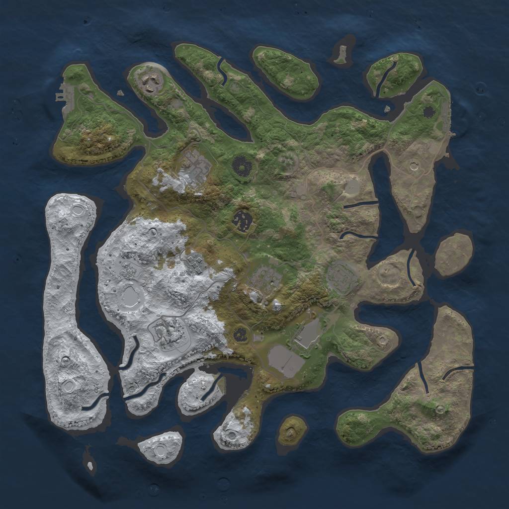 Rust Map: Procedural Map, Size: 3800, Seed: 2579, 17 Monuments