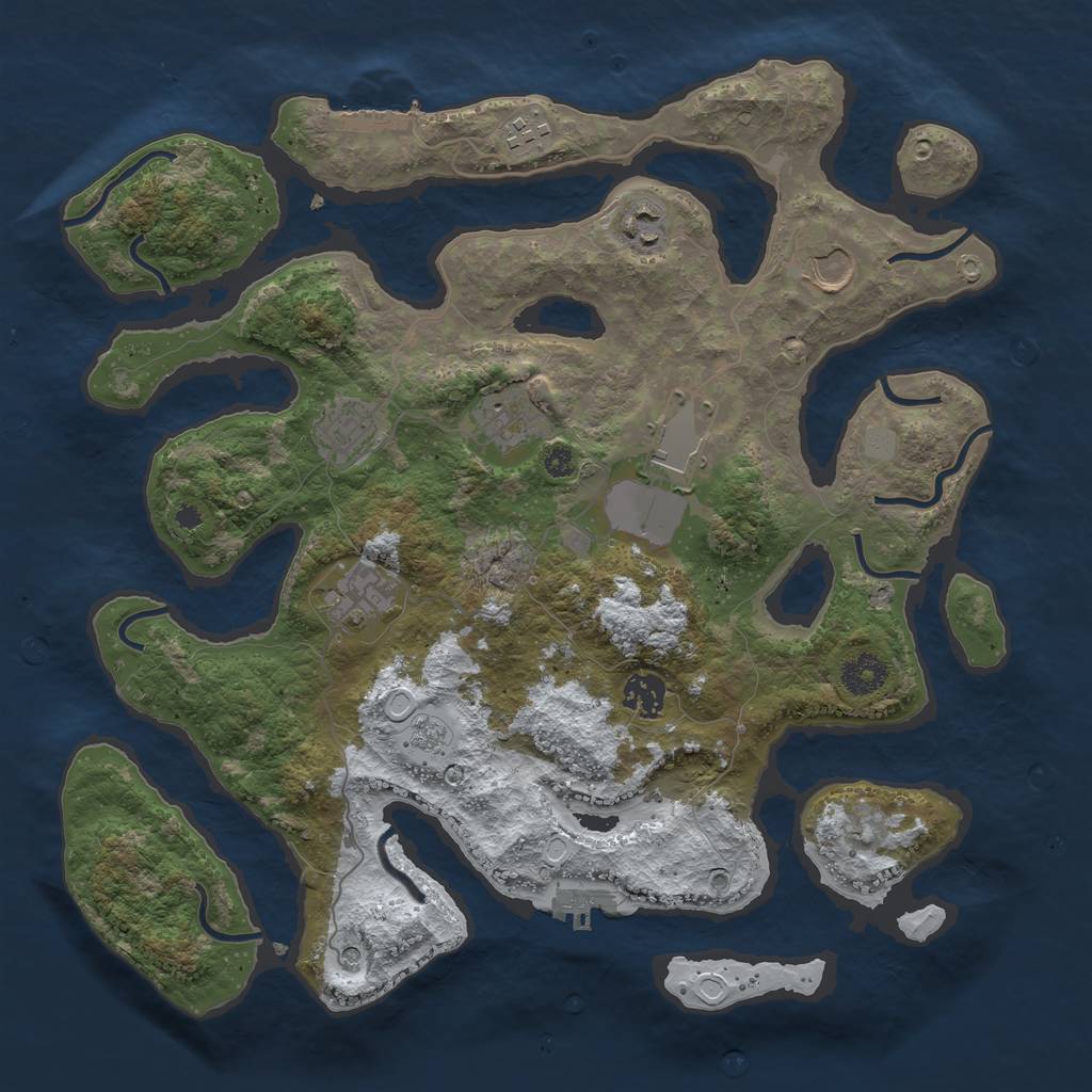 Rust Map: Procedural Map, Size: 3700, Seed: 3014666, 17 Monuments