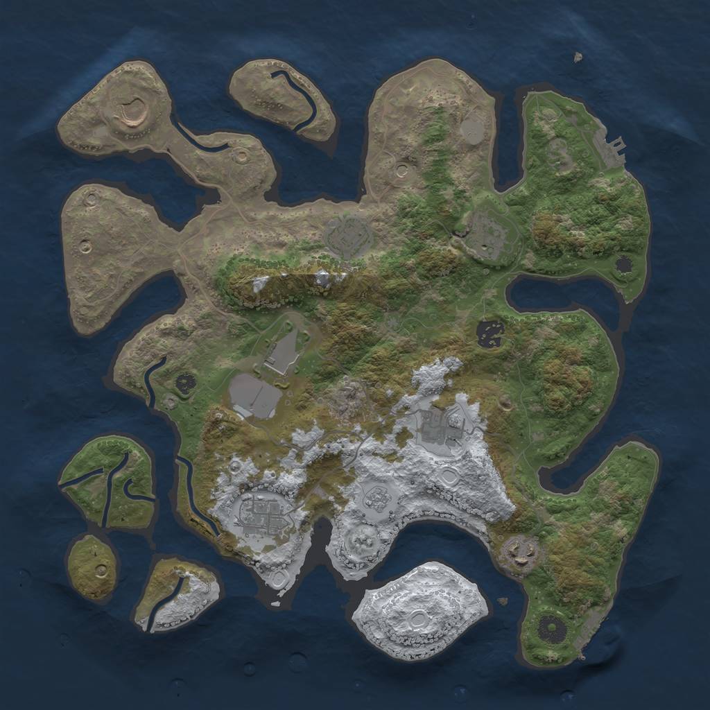 Rust Map: Procedural Map, Size: 3700, Seed: 1770847, 17 Monuments