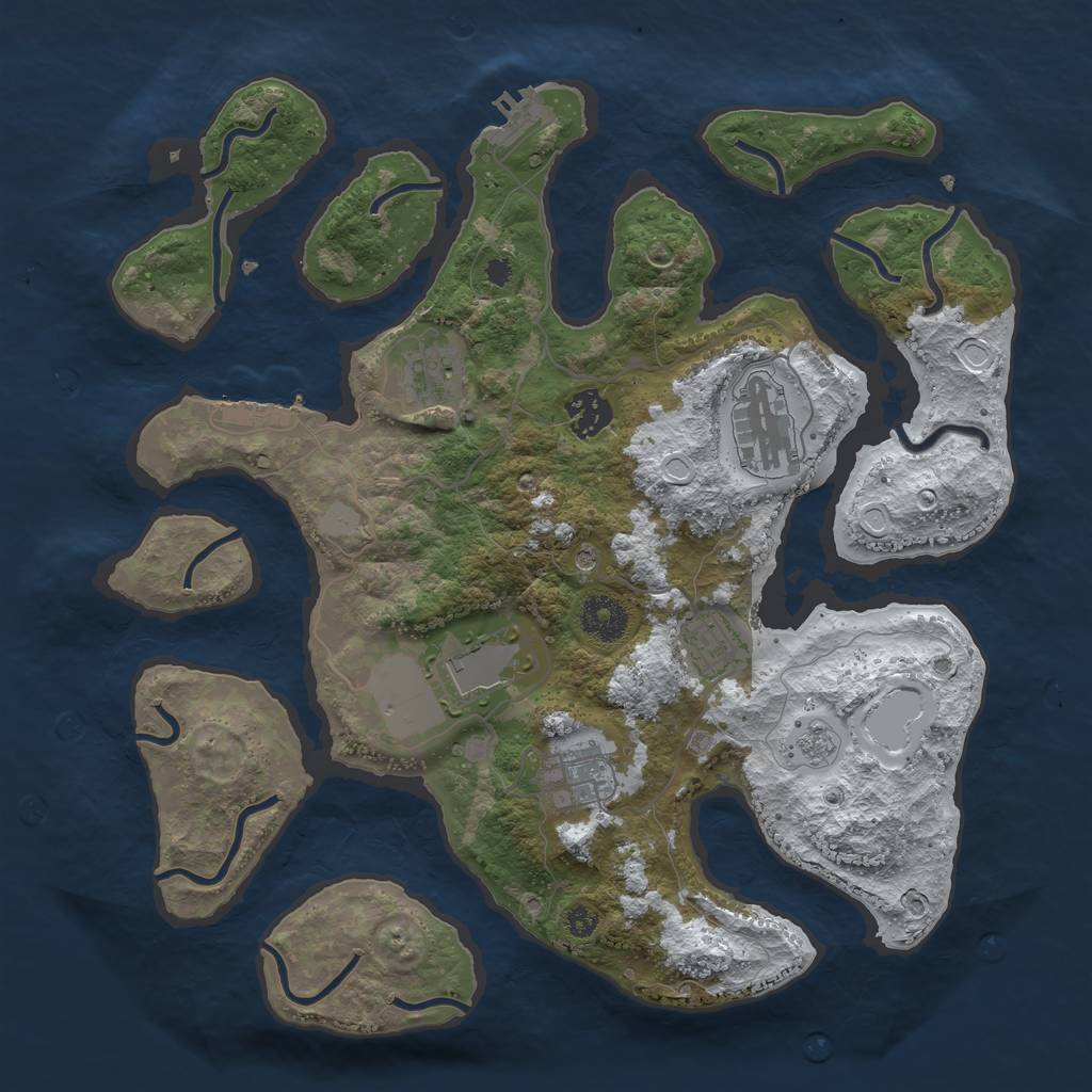 Rust Map: Procedural Map, Size: 3500, Seed: 77777208, 15 Monuments