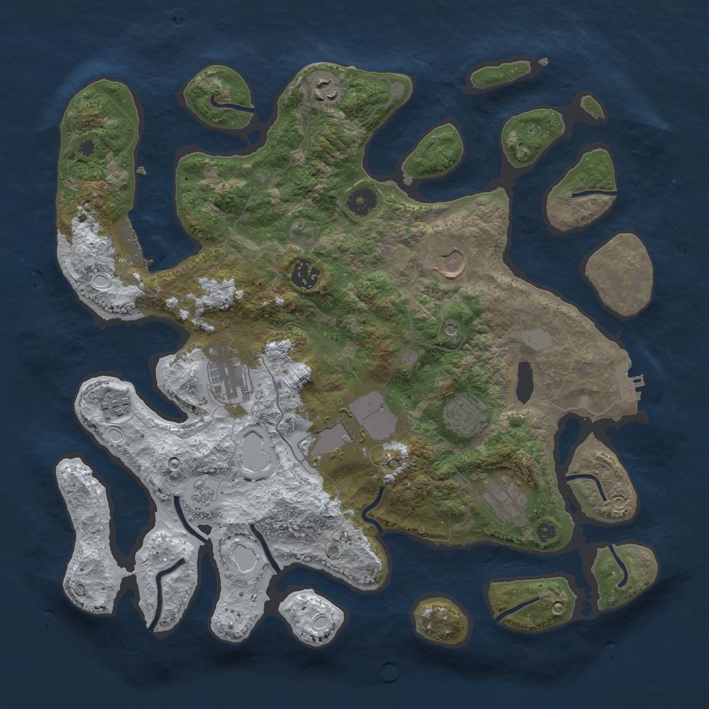 Rust Map: Procedural Map, Size: 3800, Seed: 3035, 17 Monuments