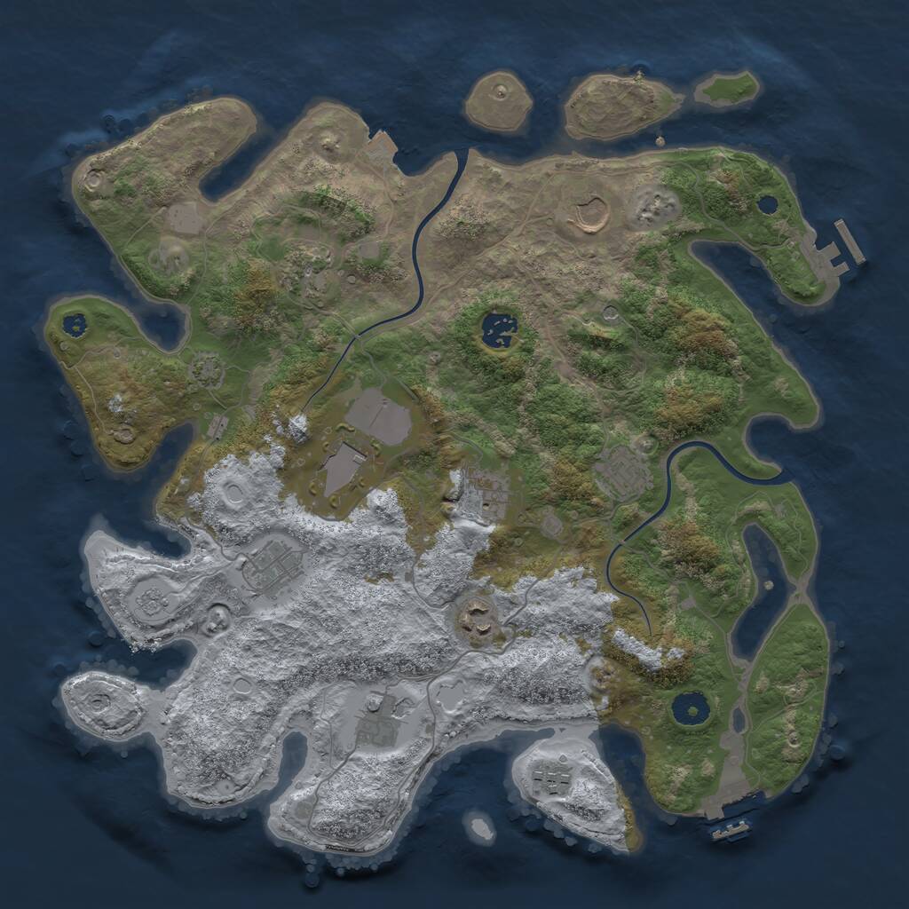 Rust Map: Procedural Map, Size: 3800, Seed: 3921393, 16 Monuments
