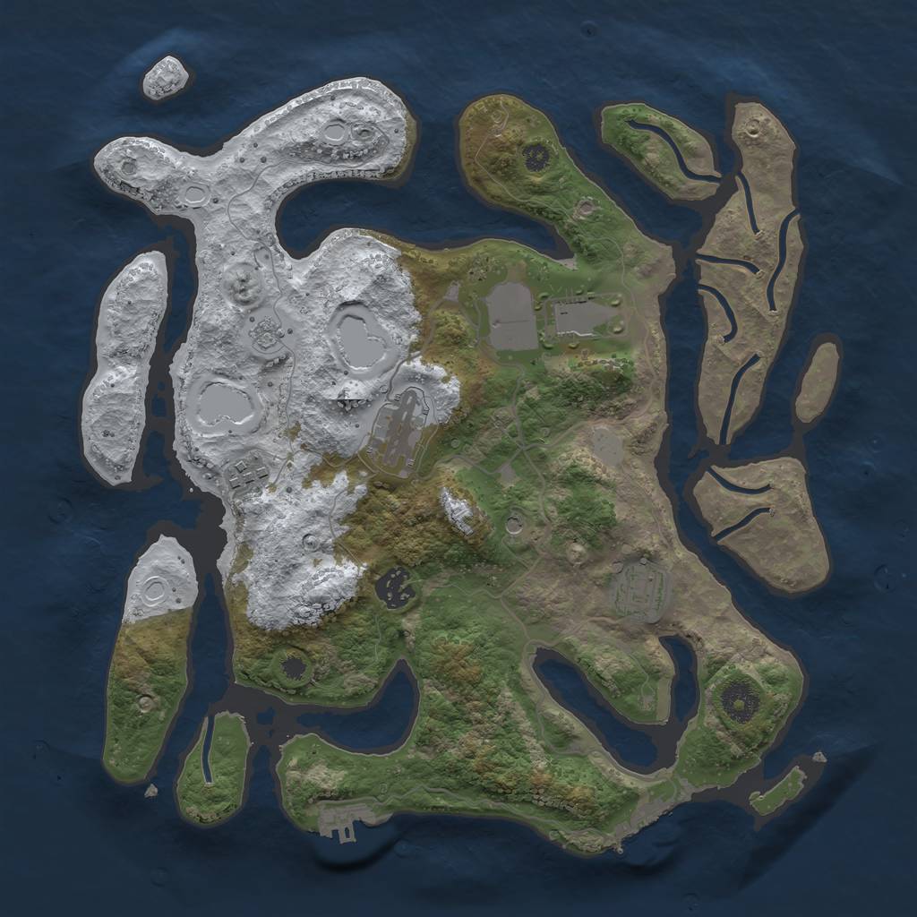 Rust Map: Procedural Map, Size: 3500, Seed: 1793981083, 14 Monuments