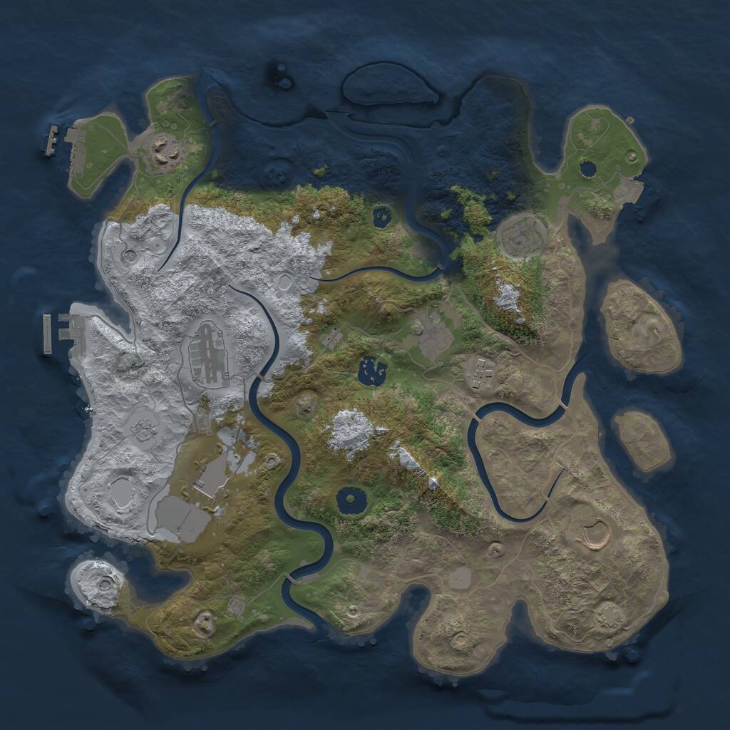 Rust Map: Procedural Map, Size: 3700, Seed: 20699, 14 Monuments