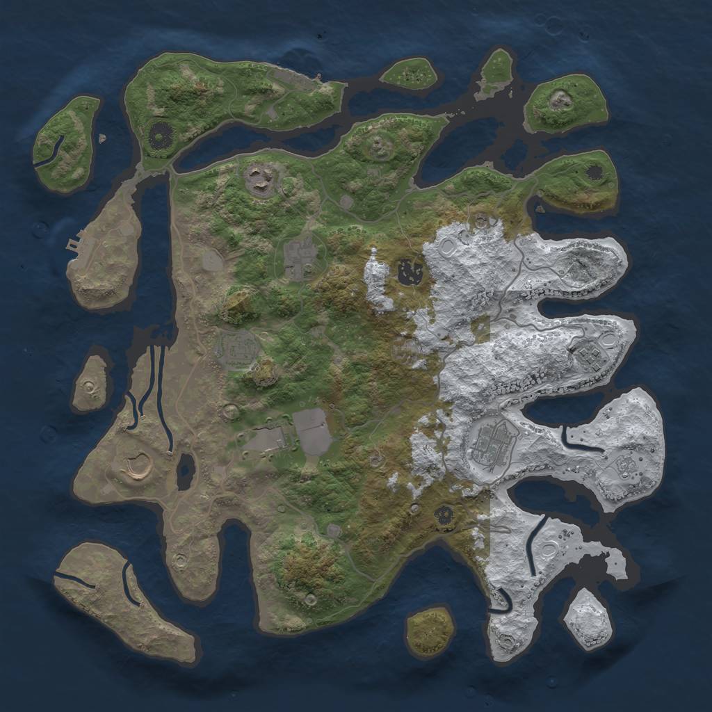 Rust Map: Procedural Map, Size: 4000, Seed: 4358, 17 Monuments