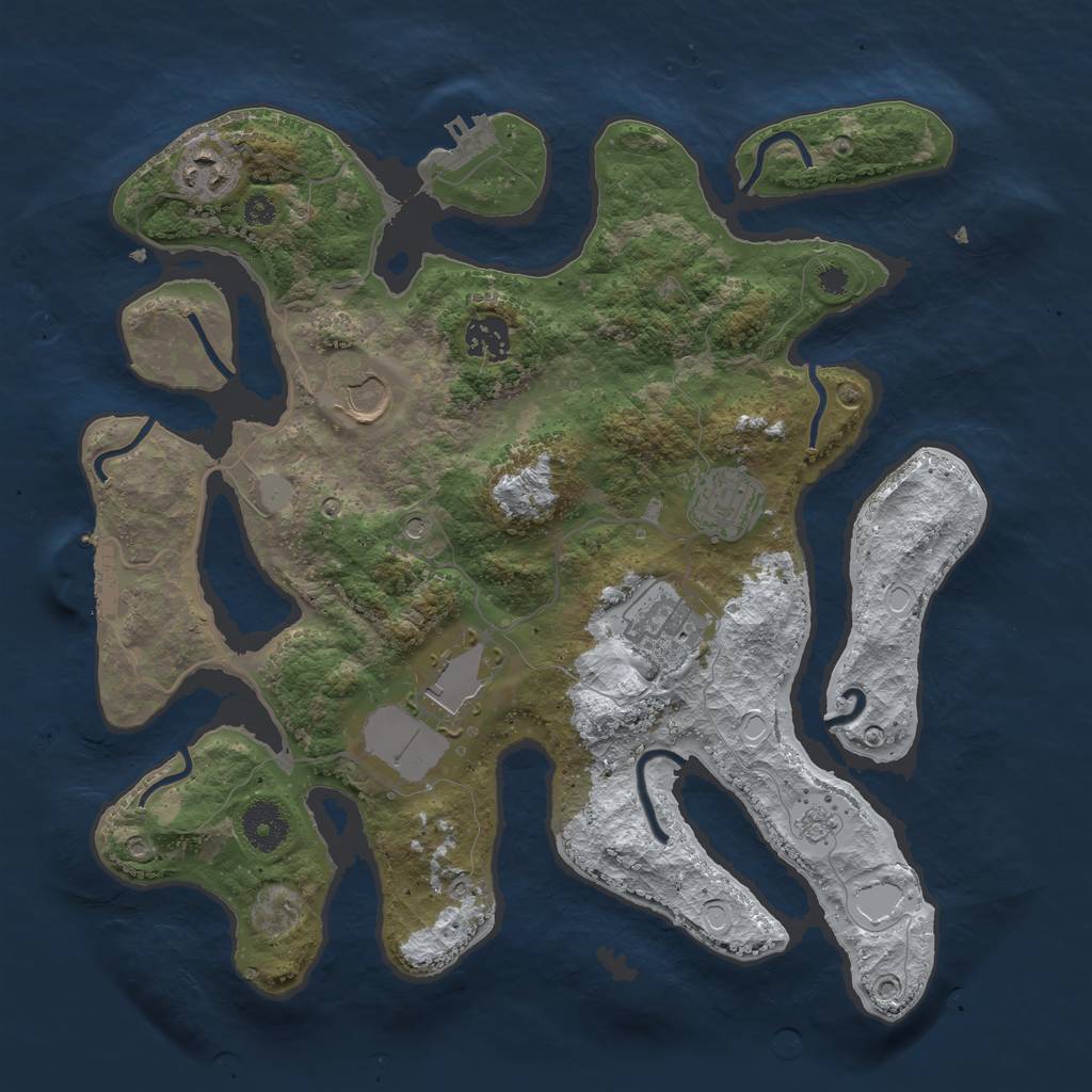 Rust Map: Procedural Map, Size: 3500, Seed: 5423220, 15 Monuments