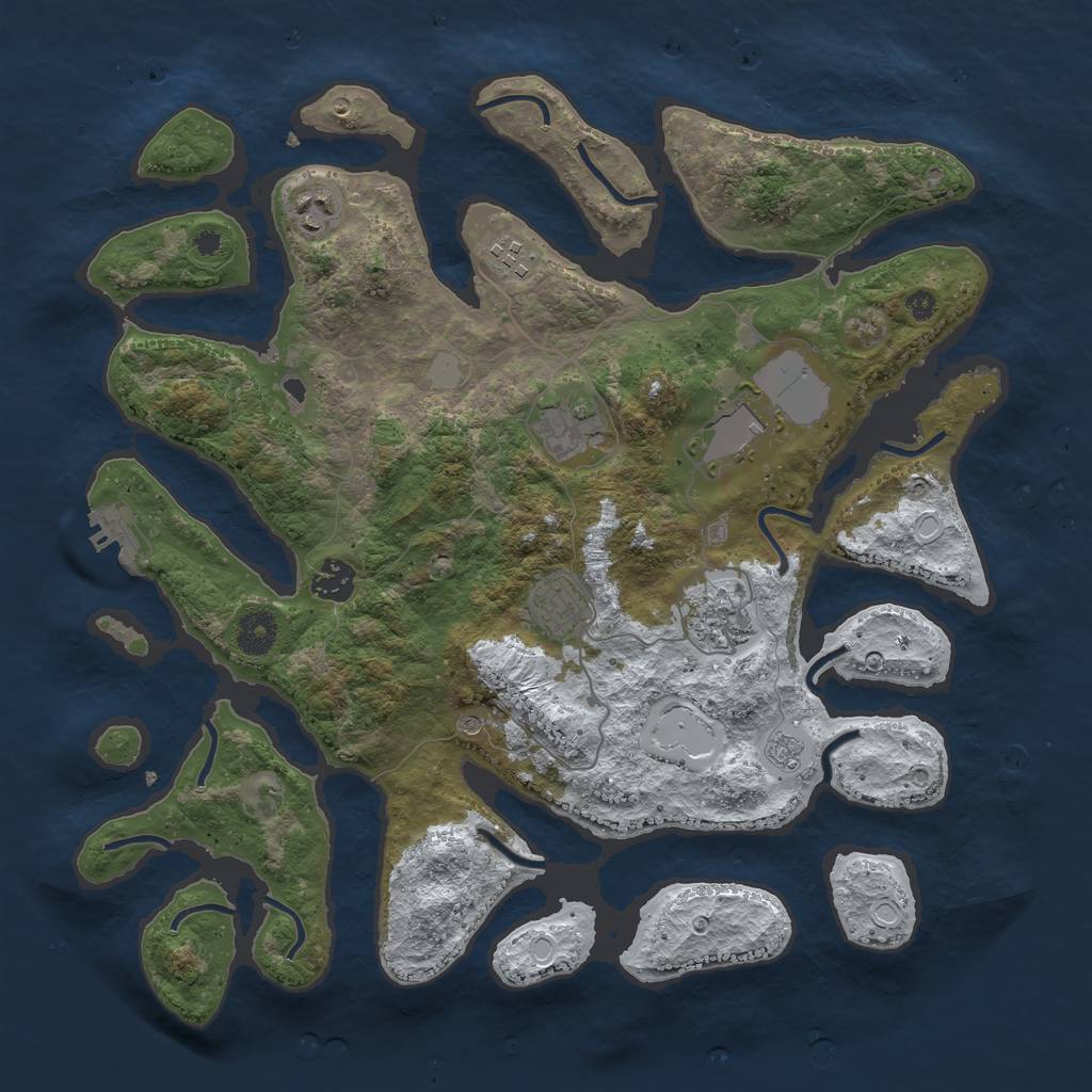 Rust Map: Procedural Map, Size: 3800, Seed: 2288102, 15 Monuments