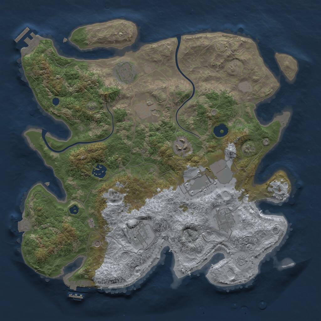 Rust Map: Procedural Map, Size: 3500, Seed: 1269545399, 13 Monuments