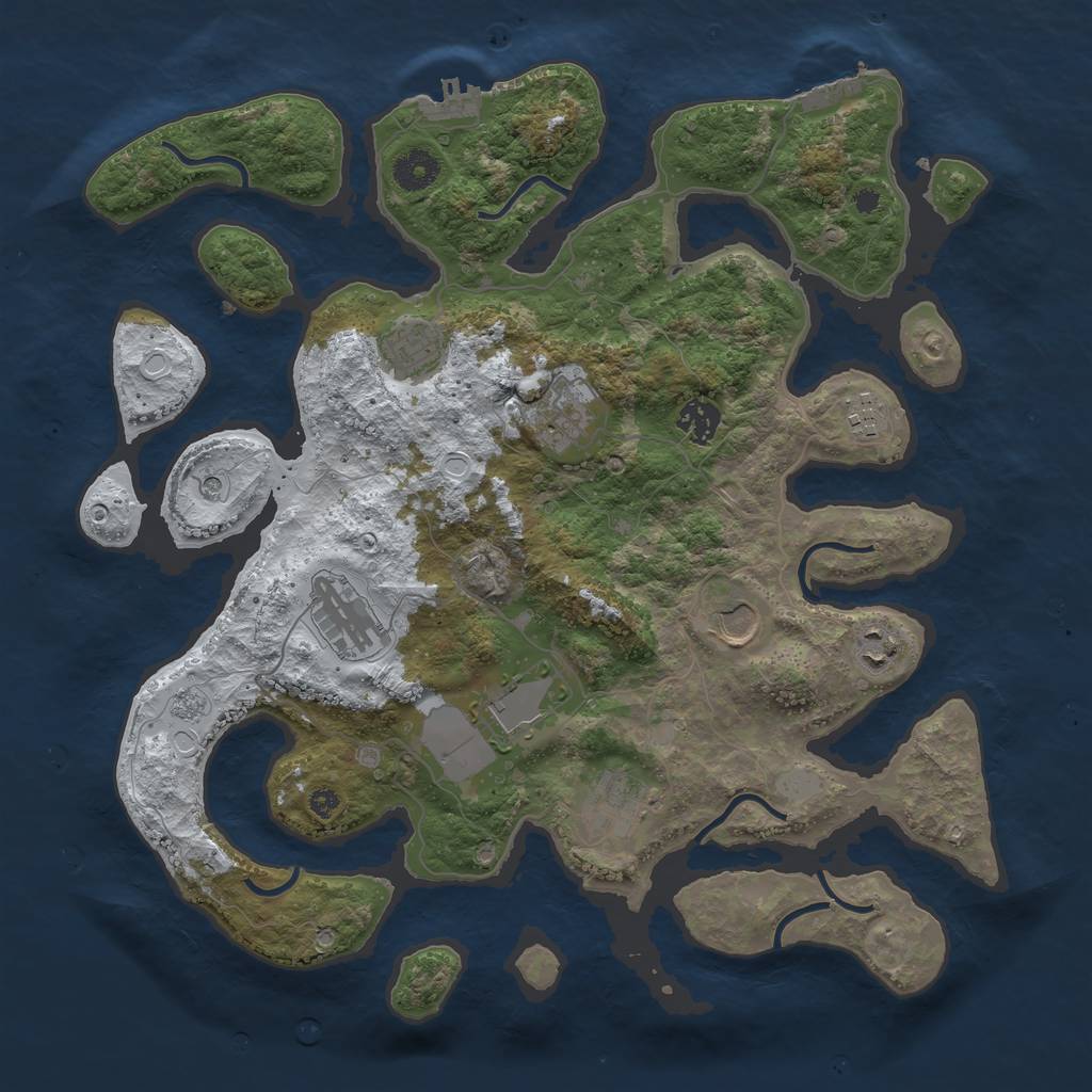 Rust Map: Procedural Map, Size: 3800, Seed: 5724903, 18 Monuments