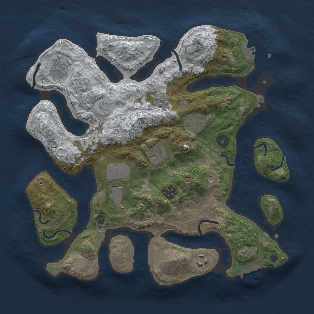 Rust Map: Procedural Map, Size: 3500, Seed: 3238991, 16 Monuments