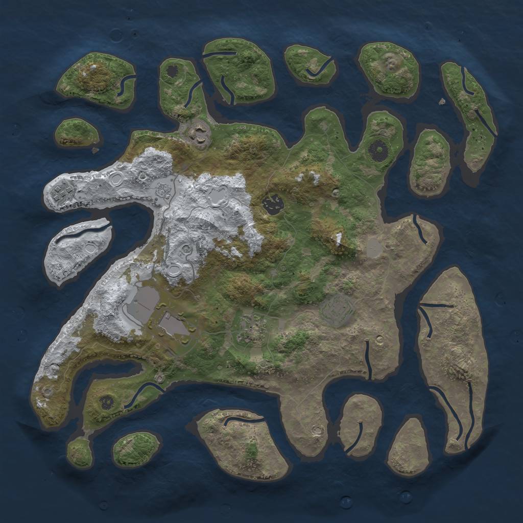 Rust Map: Procedural Map, Size: 3850, Seed: 1308369220, 13 Monuments