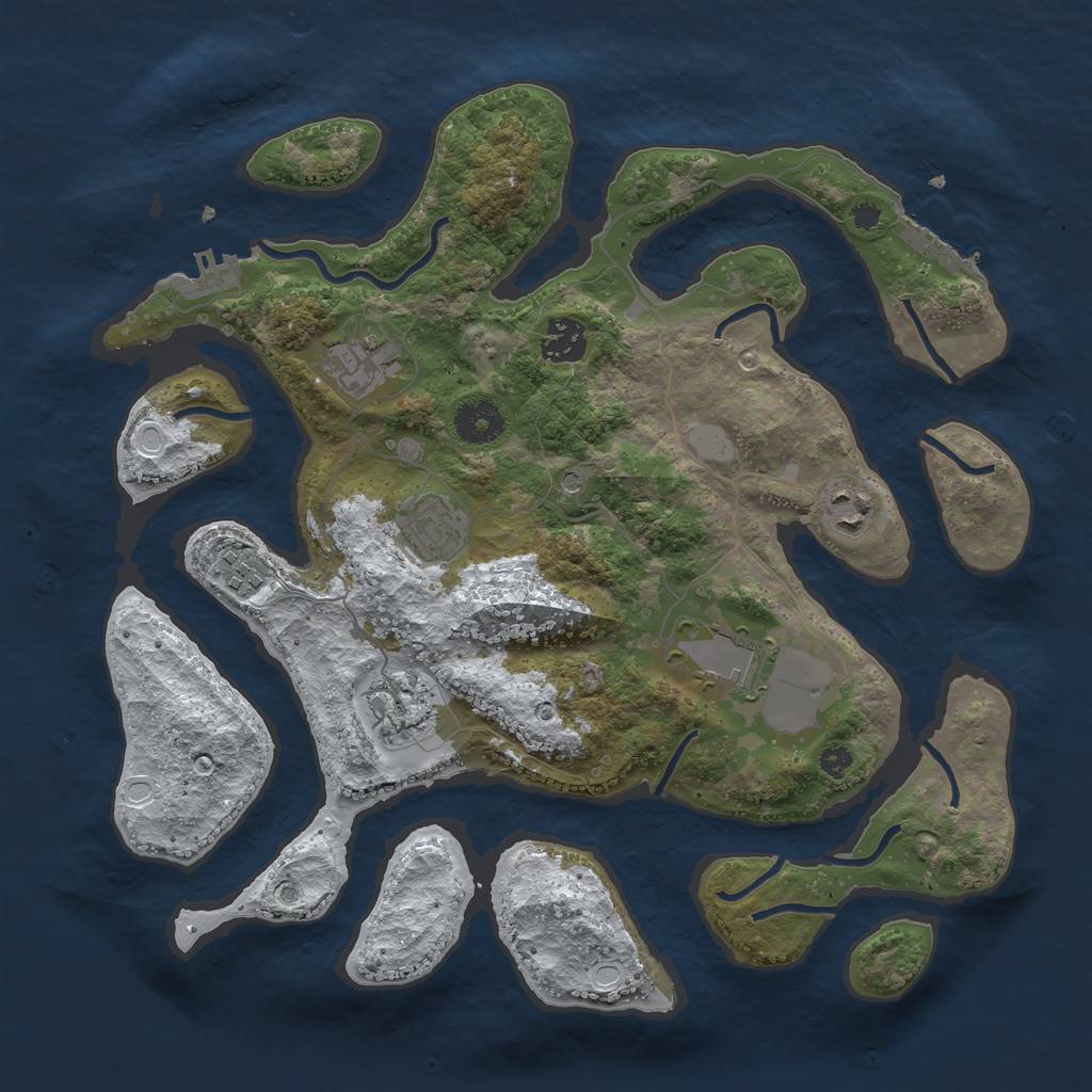 Rust Map: Procedural Map, Size: 3500, Seed: 4361313, 15 Monuments
