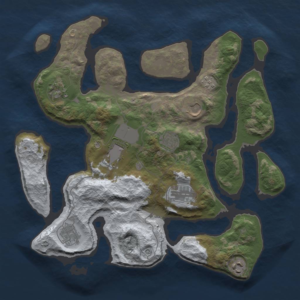 Rust Map: Barren, Size: 3500, Seed: 3941423, 11 Monuments