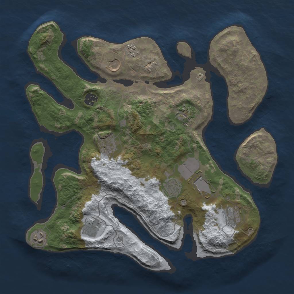 Rust Map: Barren, Size: 3500, Seed: 2368417, 13 Monuments