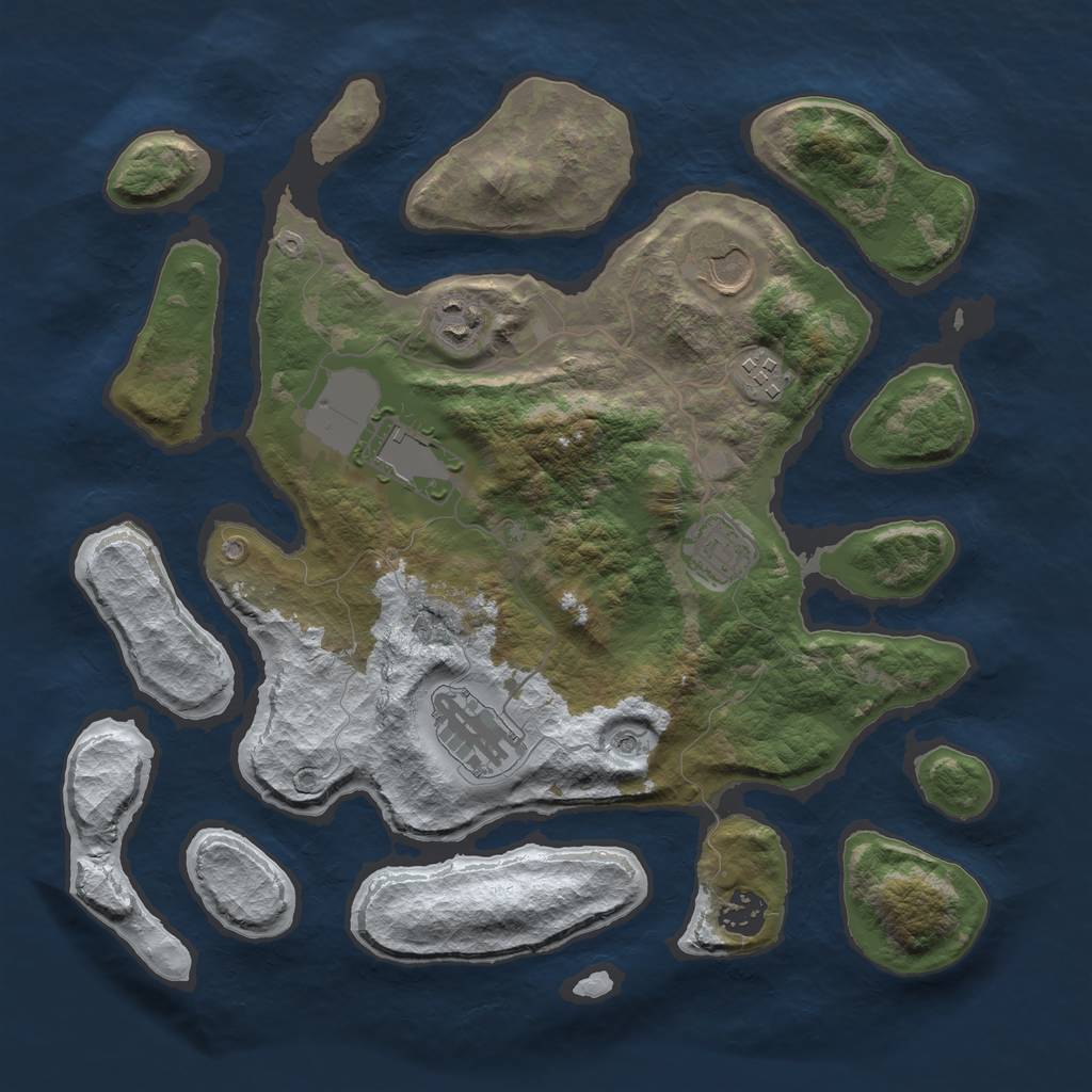 Rust Map: Barren, Size: 3500, Seed: 5079241, 10 Monuments