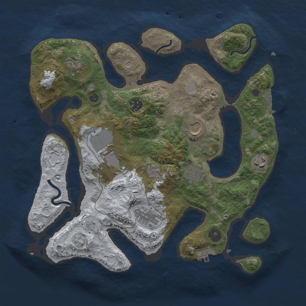 Rust Map: Procedural Map, Size: 3500, Seed: 195585129, 17 Monuments