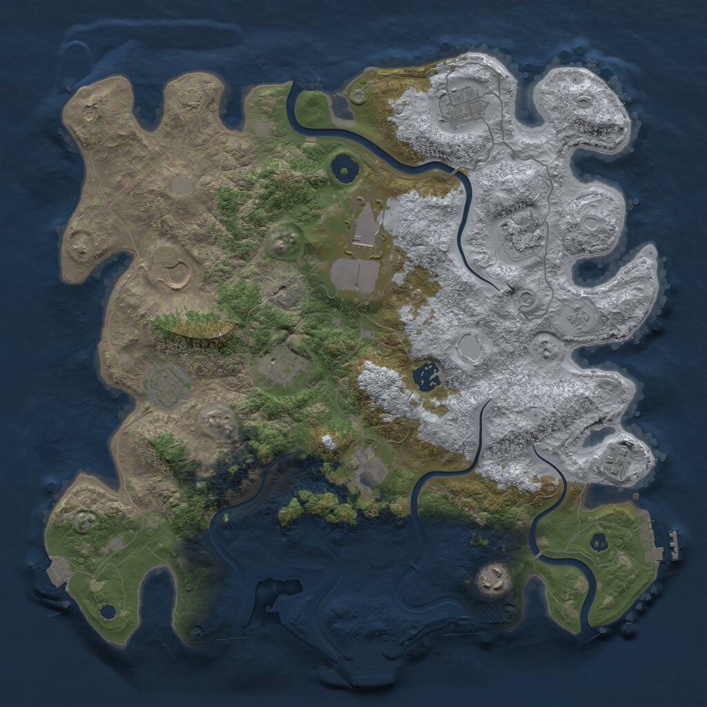 Rust Map: Procedural Map, Size: 3850, Seed: 3845743, 16 Monuments