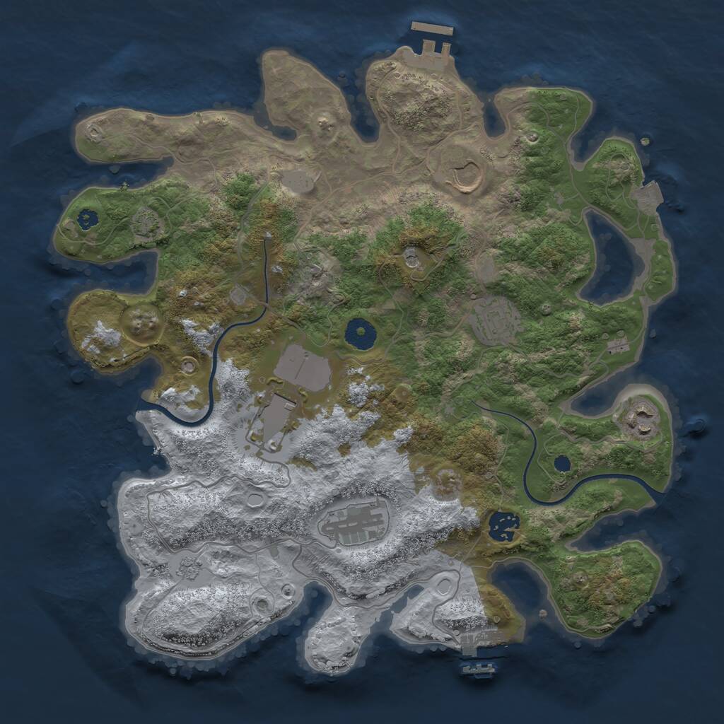 Rust Map: Procedural Map, Size: 3500, Seed: 370648, 12 Monuments
