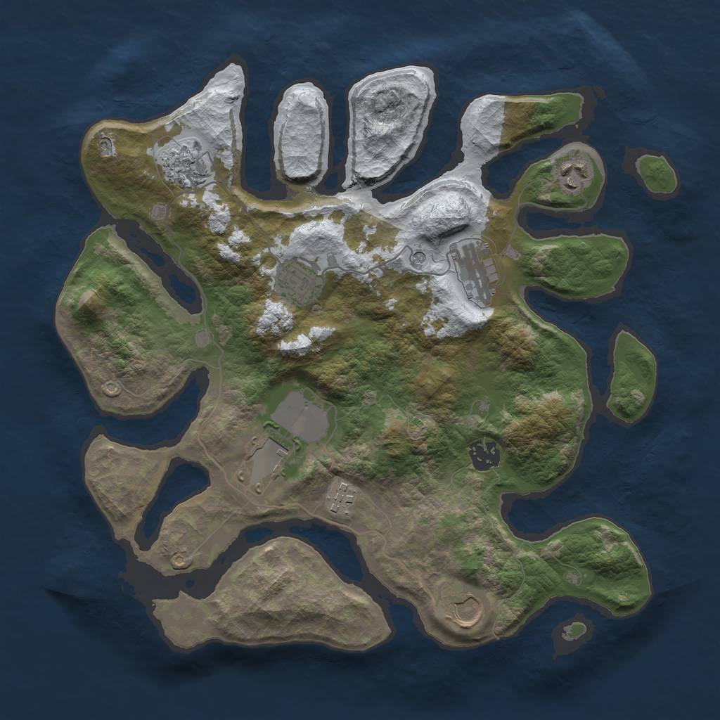 Rust Map: Barren, Size: 3500, Seed: 2001877, 11 Monuments