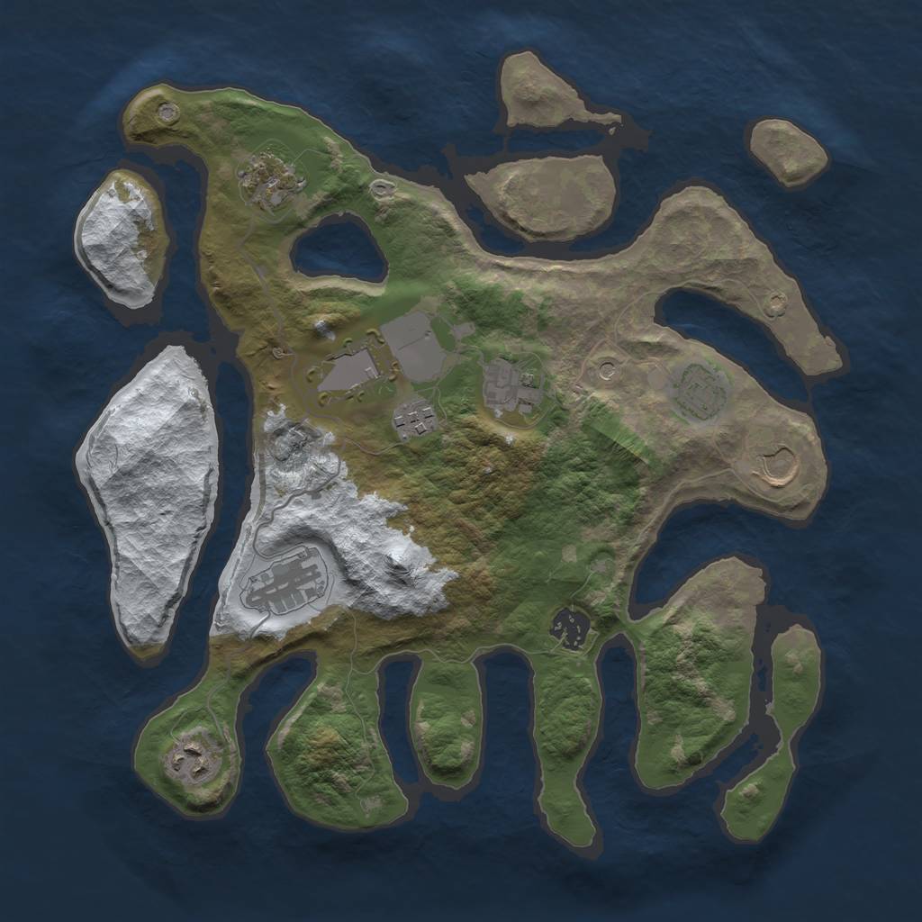 Rust Map: Barren, Size: 3500, Seed: 421353, 12 Monuments