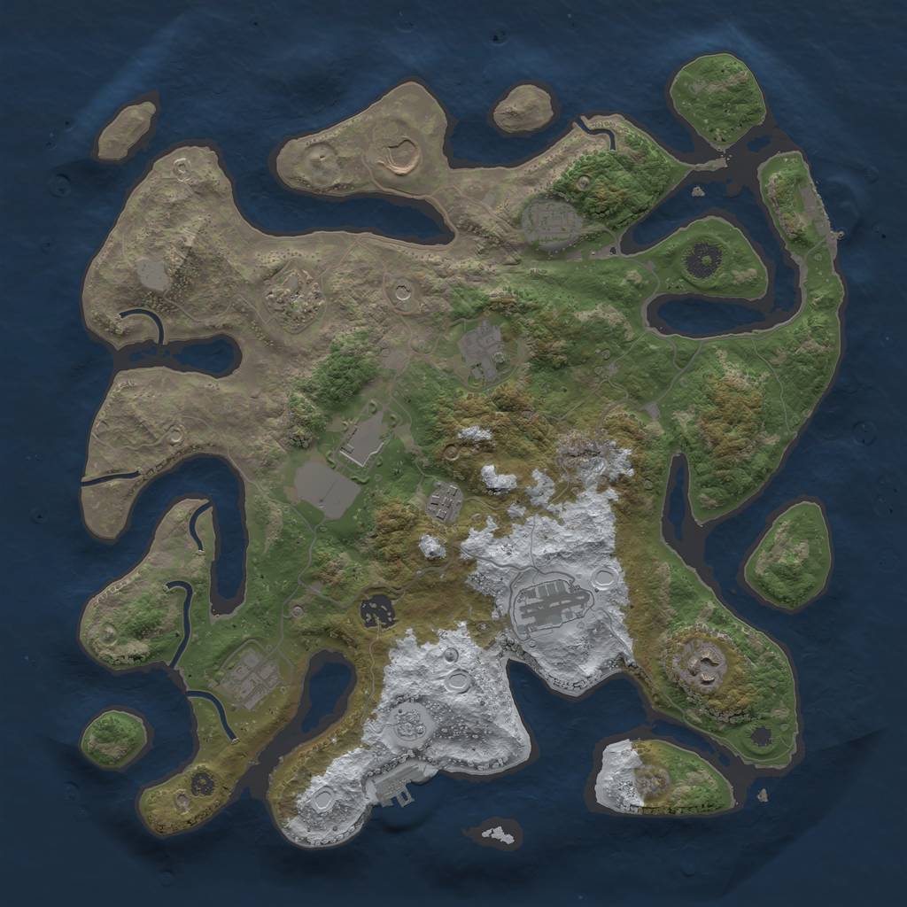 Rust Map: Procedural Map, Size: 3850, Seed: 352111139, 19 Monuments