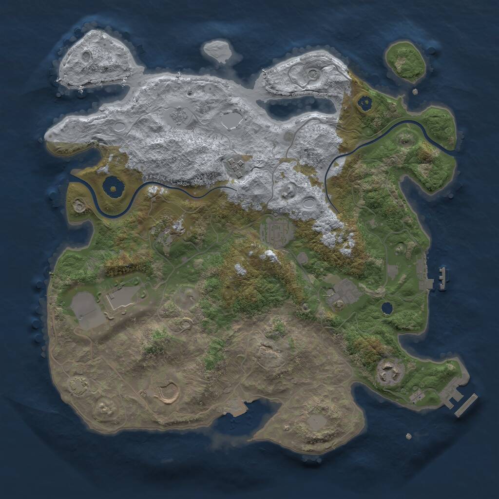 Rust Map: Procedural Map, Size: 3500, Seed: 3909472, 13 Monuments