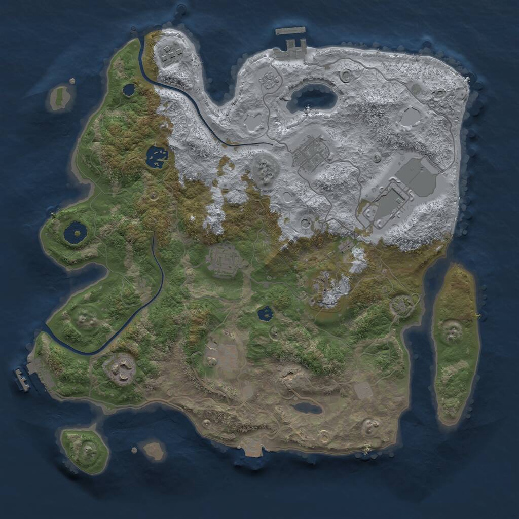 Rust Map: Procedural Map, Size: 3500, Seed: 1683169164, 14 Monuments