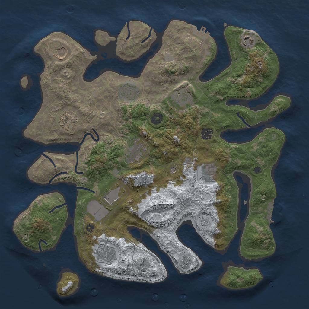 Rust Map: Procedural Map, Size: 3850, Seed: 1625167321, 20 Monuments