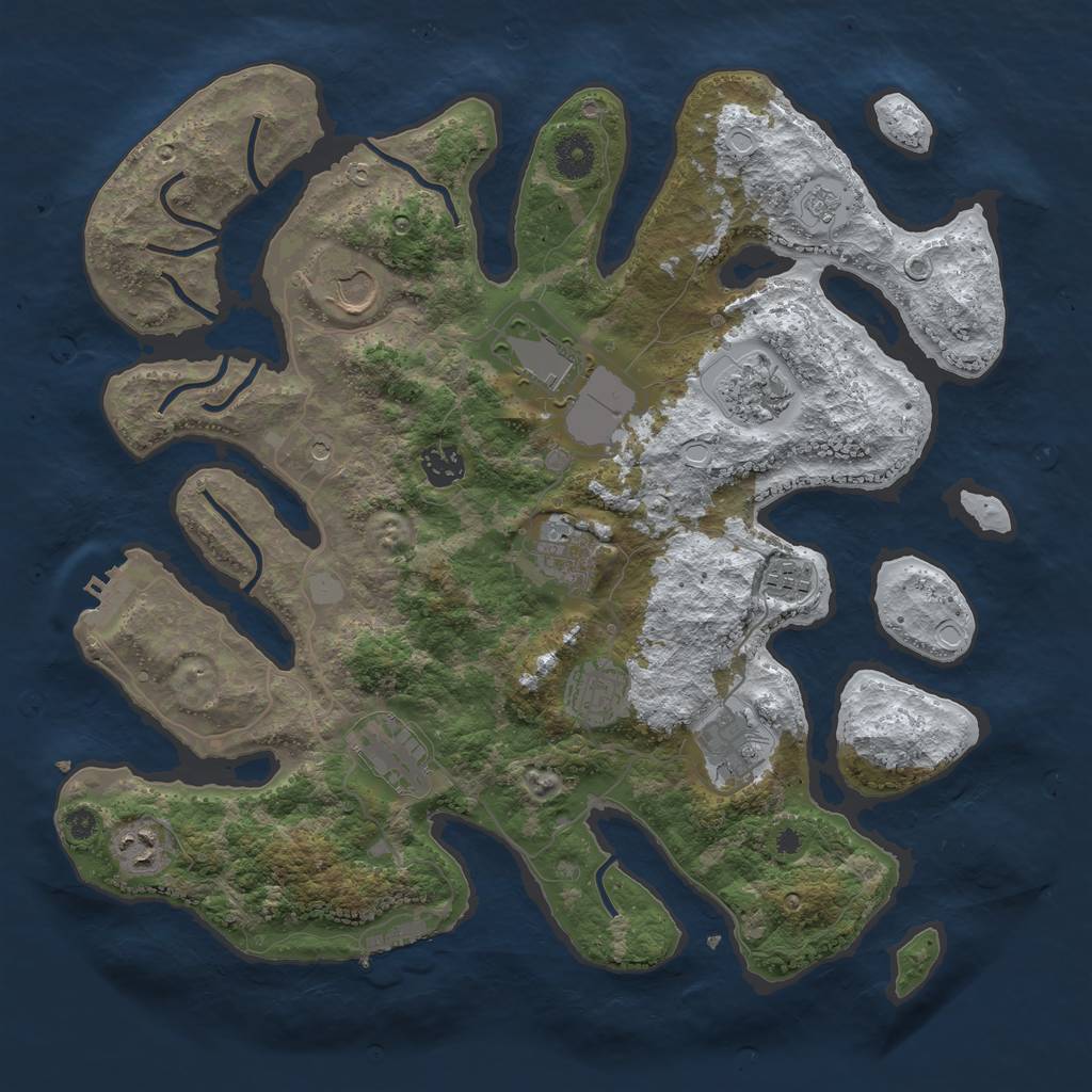 Rust Map: Procedural Map, Size: 3800, Seed: 4359851, 19 Monuments